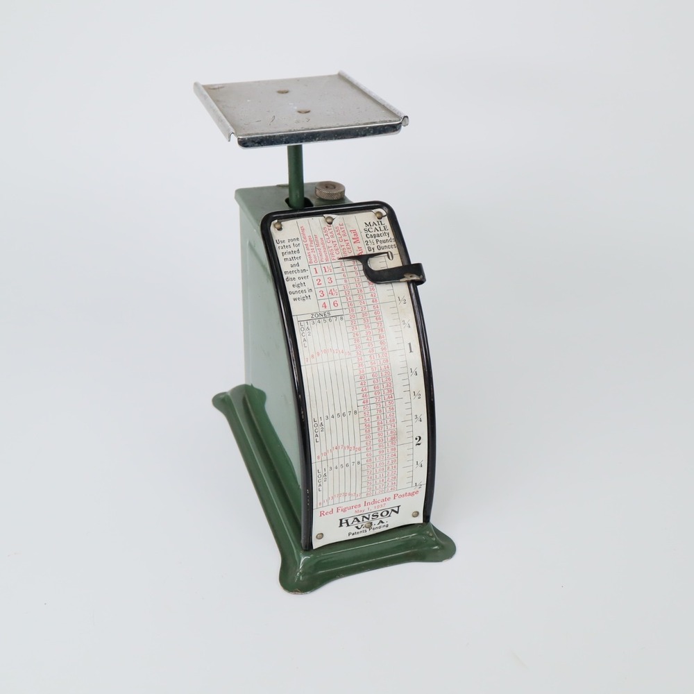 Hanson Postage Scale 1937 May | 2.5 lb Green Clean Vintage USA Patent Pending